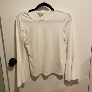 Bell sleeved long sleeve white top
